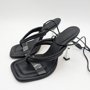 Schutz Meghan Stiletto High Heel Sandals Open Toe Women's Black Size US7B EU38